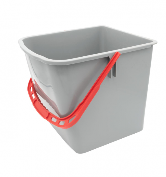 bucket 27 litres, grey, handle red