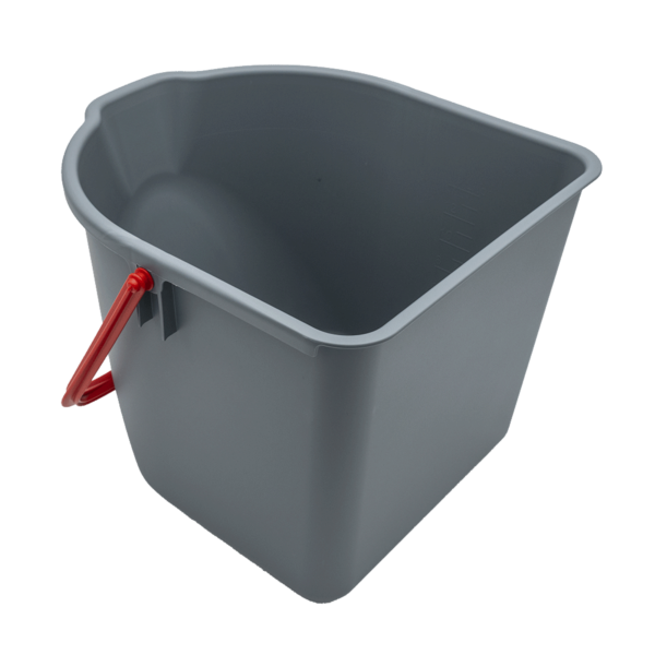bucket 15 litres, grey, handle red