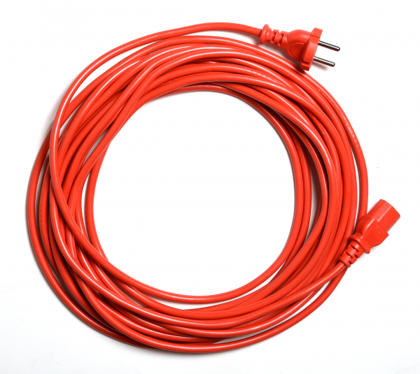 power cord, 10 m, red, pluggable