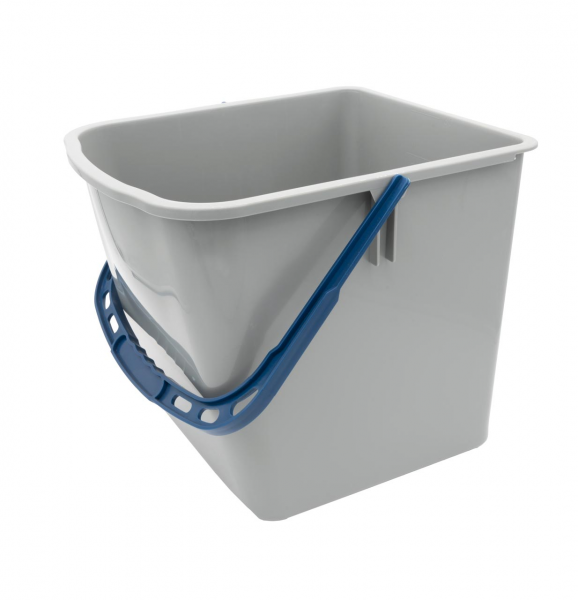 bucket 27 litres, grey, handle blue