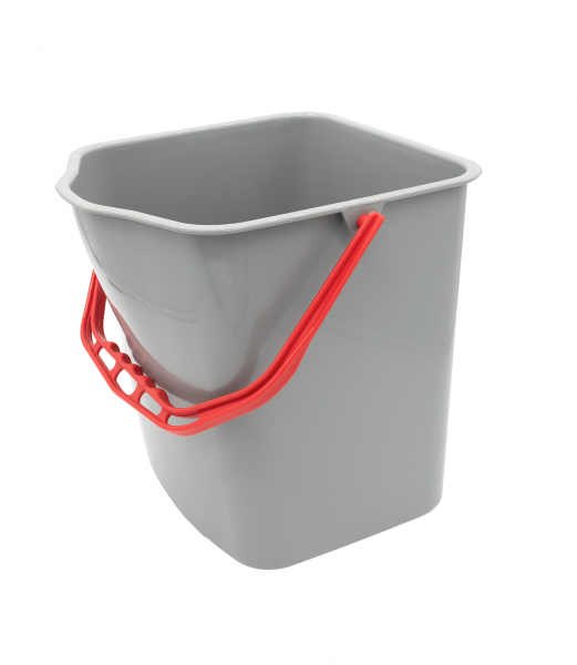bucket 17 litres, grey, handle red