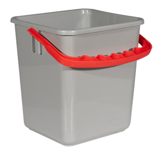 bucket 4 litres, grey, handle red