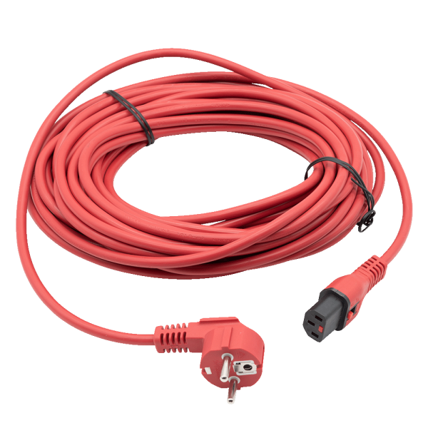 power cord, 15m, red, pluggable